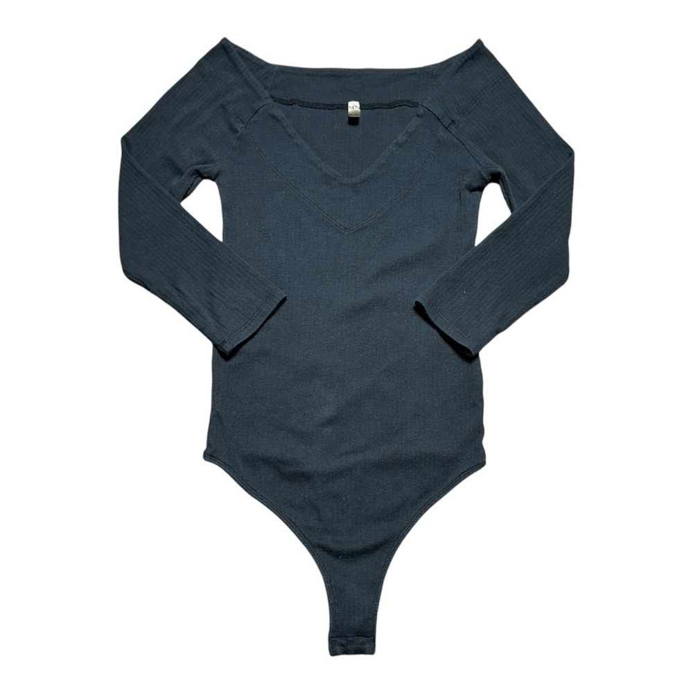Intimately Free People Black Soft V Neck Long Sleeve Bodysuit Womens S
